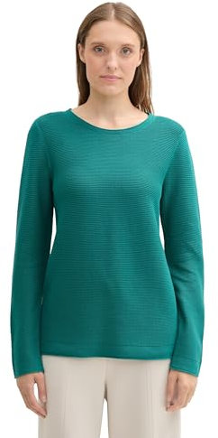 TOM TAILOR Damen 1016350 Strickpullover Aus Bio-Baumwolle, 37562 - Ever Green, L EU
