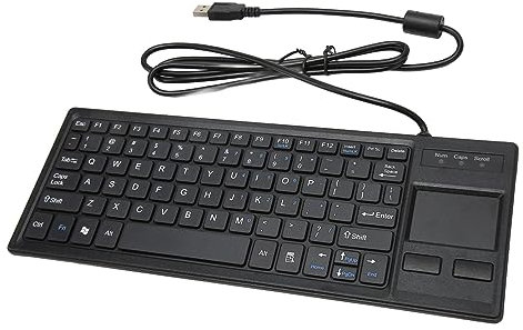 Denash Tastatur mit Touchpad, USB kabelgebundene, Ultradünne Tastatur mit Touchpad, Kompakte Tastaturs mit HUB-Funktion für TV, PC, Laptop, Mac
