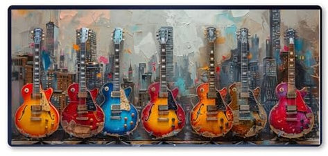 Gaming Mauspad Gitarre Mauspad XXL 800 x 300 x 3 mm XXL Mousepad Farbe Mauspad Gaming Zubehör mit Anti Rutsch Basis Mouse Pad Wasserdicht und Langlebig für Maus und Tastatur, Home Decor, Geschenk