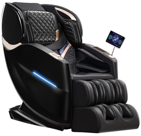 Panana Zero Gravity Massage Chair, Full Body Shiatsu Recliner, Fully Assembled With LCD Screen, Back and Calf Heating, Air Compression, Charger (Black 12 Auto)
