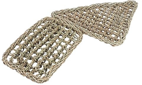 BESPORTBLE 4 Stück Haustier Stroh Matte Hängendes Eidechsenbett Reptichip Grasmatten Für Kaninchen Dschungeltiere Geckos-hängematte Gewebte Haustiermatte Spielzeuge Reptil Seetang Light Brown