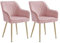 SONGMICS Esszimmerstuhl, 2er Set, Küchenstuhl, Sessel, Samt, Polsterstuhl mit Armlehnen, Loungesessel, bis 120 kg belastbar, Metallbeine, für Esszimmer, Küche, pastellrosa-blassgold LDC087R12