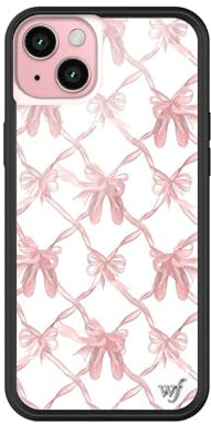 Wildflower On Pointe, kompatibel mit Apple iPhone 16 Plus, Pink White Bows Wf Girl Aesthetic Ballet Cute Trendy – Schützender schwarzer Stoßschutz, 1,2 m Falltest Zertifiziert, kleines Unternehmen im