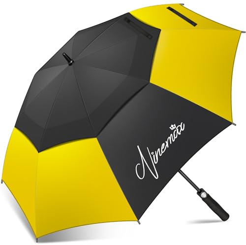 NINEMAX Golf Regenschirm Groß Sturmfest XL/XXL,Großer Regenschirm Sturmfest | Stabil Golfschirm Gross für Damen Herren 2 Personen,für Golfplatz Sportveranstaltungen Familienausflüge