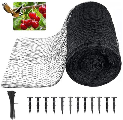 mychoiii Gartennetz 12,6 x 10,6 m mit 1,6 cm Netz-Vogelnetz für Hühnergehege, Geflügelnetz, robustes Volierennetz für Hühnerstall, Dach, Gartennetz für Obstbäume, Pflanzen, Schwarz
