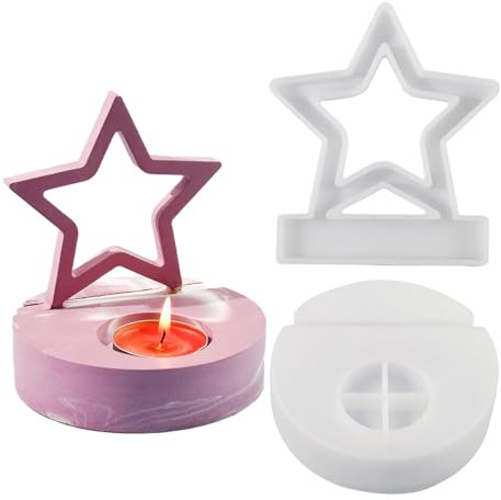 Gießform Weihnachten, 2 Stück Silikonformen Gießform, Kerzenhalter Stern Form, Silikon Gießform Kerzenhalter, kürbises Dekor Kerzenhalterform, Sternform Aus Gips Und Beton Für Schreibtisch Ornament