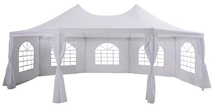 METRO PROFESSIONAL Festzelt mit Seitenwand Milano, Stahl/Polyester, 6.8 x 5 m, wasserabweisend, weiß