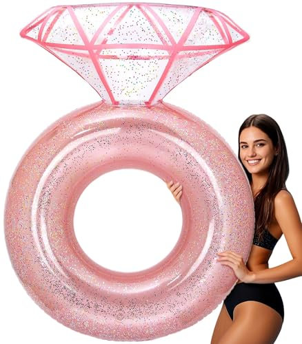 MewVeer Schwimmring Erwachsene, Aufblasbarer Pool Schwimmring für die Wasserlounge im Freien, luftmatratze Pool, Pool-Schwimmspielzeug, Diamantring Schwimmreifen für die Sommer Strand Party (Rosa)