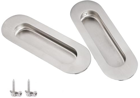 Paquete de 2 tiradores empotrables de 120 mm, de acero inoxidable, tiradores ocultos de acero inoxidable, tiradores empotrados plateados, manijas de puerta corredera para armario de cocina