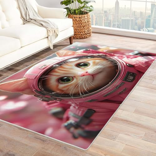TZKRWRH Kinderzimmerteppich Moderne Tiere Kinder und Spielteppiche Große Straßenteppichen Pflegeleicht für Teppich Kinderzimmer(rosa)-60x90cm
