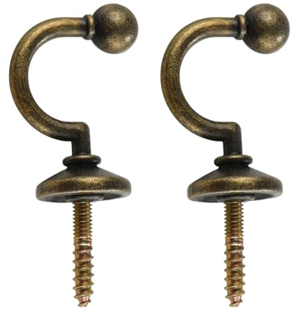 Antique Brass Curtain Tie Backs Ball End U-Shaped Hooks 2 Pack | A 2-pack of adjustable document holder clips that mount to monitors, with rotation for portrait and landscape viewing.