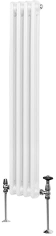 Traditioneller 2-Spalten-Heizkörper 1500 x 202mm | Vertikaler Wandheizkörper | Glänzender Weiß Kohlenstoffstahl | Wohn- Badezimmer Küche [Inkl. Reinigungsbürste, Befestigungsset & Halterungen]