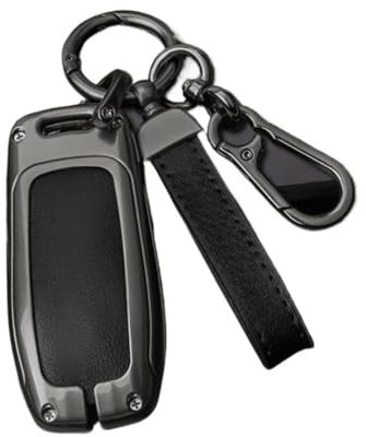 FWNERGUL Étui de clé de Voiture, Coque Porte-clés Compatible avec Mercedes Benz ACESG Classe GLC CLE CLA GLB GLS W177 W205 W213 W222 X167 AMG(Gun Black)