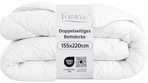 FORMEYA 4 Jahreszeiten Bettdecke 155x220 cm – Steppdecke ohne Bezug – Mikrofaser Schlafdecke mit 300 g/m² Füllung – Ganzjahresdecke Antiallergisch, Waschbar, Beidseitig Nutzbar – Weiß
