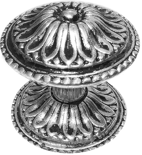 Anatolica Antique Solid Brass Centre Front Door Knob Pull Dia 3 inches Ornate Single Dummy (Antique Silver)