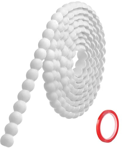 Hengrongshen Moulure Murale Décorative Adhésive Blanc (3M x 20mm) Moulure en PVC Flexible avec Bordure Perlée 3D, Baguette de Finition Hydrofuge et À Peindre pour Mur, Cadre de Miroir et Bords