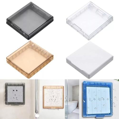 UTTASU 3 Stück Selbstklebende Kunststoffschalter-Schutzhülle für 86-Typ-Wandsteckdose, wasserdicht, einfache Abzieh-and-Stick-Installation, 119 x 106 x 20 mm, nicht schädlich und reinigbar, 3 Stück