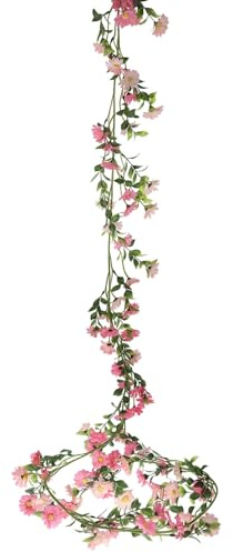 Hariendny Artificial Flowers Garland Silk Gerbera Fake Flower Pink Wildflower Vine Hanging Ivy Daisy for Outdoor Indoor Decoration Wedding Arch Wall Home Party Decor