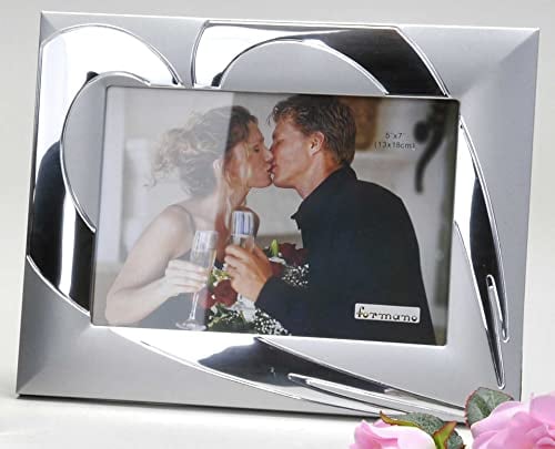 Moderner Fotorahmen 13x18cm Herz Silber aus Aluminium matt + glänzend kombiniert