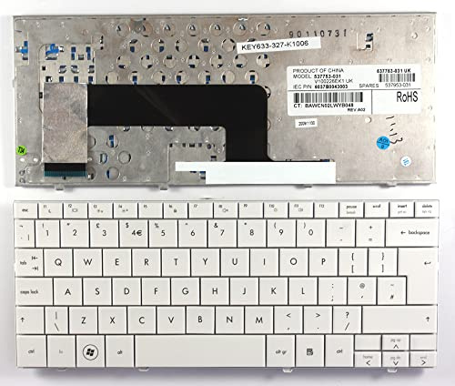 HP Mini 110 XP, HP Mini 110 XP Edition, HP Mini 110-1000, HP Mini 110-1000 CTO, HP Mini 110-1001TU White UK Replacement Laptop Keyboard