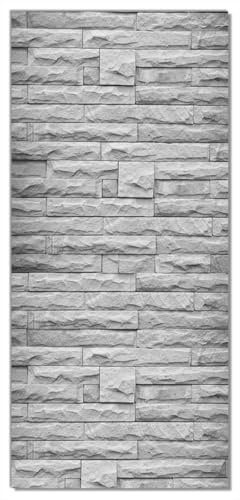 Wallario Selbstklebende Türtapete Steinwand grau - Türposter 93 x 205 cm Abwischbar, rückstandsfrei zu entfernen