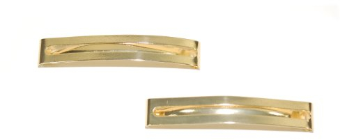 Pair of Double Straight Bar Clip-in End Barrettes, Hair Slides. (Gold)