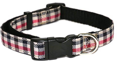 Rosewood 03689 Hundehalsband für Halsumfang, 25.4-35.6 cm, rot/blau Kariert