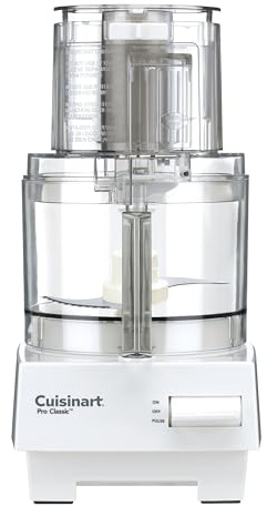 Cuisinart 7-Cup Pro Classic Food Processor, 600-Watt Motor, Vegetable Chopper & Blender for Mincing, Dicing, Shredding, Puree & Kneading Dough, DLC-10SYP1, White