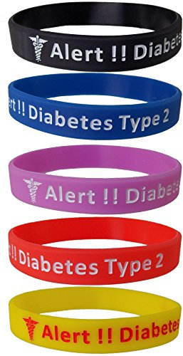 Max Petals Diabetes Type 2 Silicone Bracelet Wristbands 5 Pack