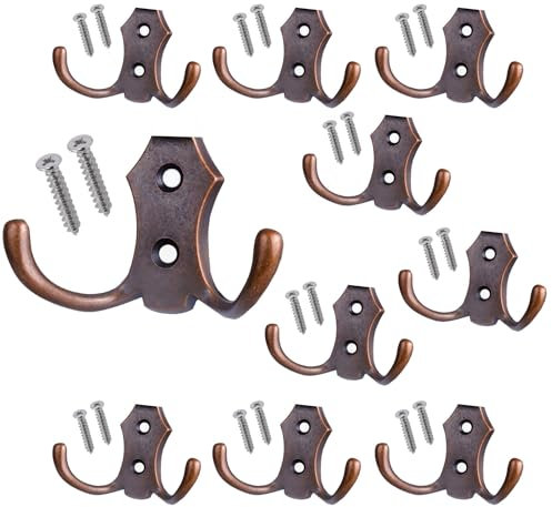 Stahlia Garderobenhaken KUPFER (10 Stück) Haken zum Schrauben vintage Kleiderhaken Garderobe KURZ Haken für Garderobe Metallhaken