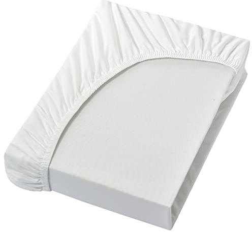 NatureMark Jersey Spannbettlaken, Spannbetttuch 100% Baumwolle in vielen Größen und Farben MARKENQUALITÄT ÖKOTEX Standard 100 | 180 x 200 cm - 200 x 200 cm - Creme/Natur