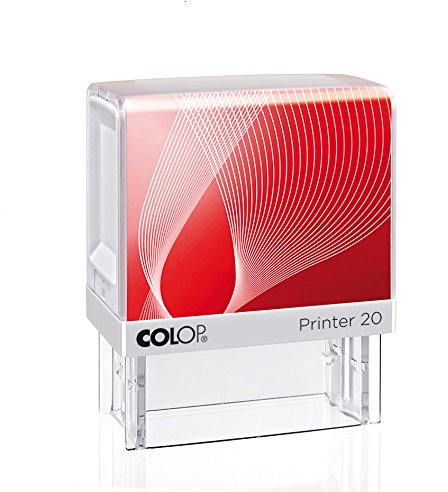 Stempel Colop Printer IQ 20 | personalisierbar mit individueller Textplatte/Logo | Textstempel Adressstempel Firmenstempel Namensstempel | Rahmenfarbe weiß oder schwarz 14 x 38 mm - 4 Zeilen