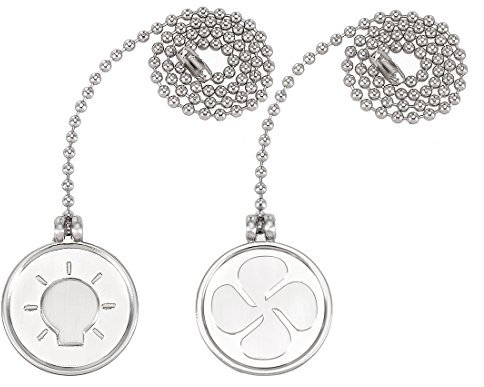 sourcing map Pull Chain Silver Tone Coin Pendant 12 inch Lighting Ceiling Fan Decorative Pack of 2