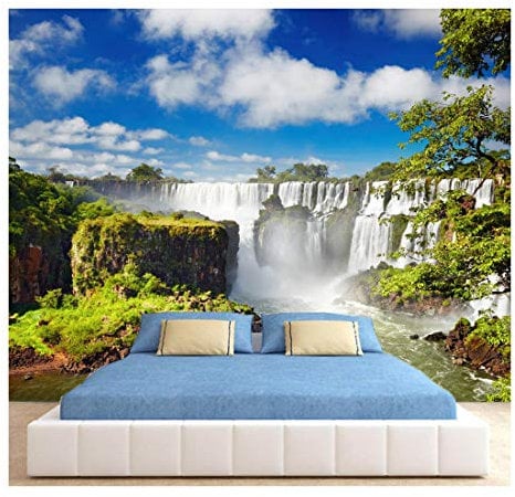 Waterfall Nature Tree Blue Sky Photo Wallpaper Wall Mural Home Bedroom Decoration Wall Covering 260x175cm