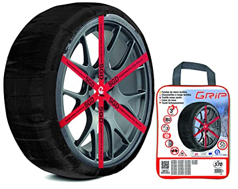RD9 Grip Textil-Schneeketten, Größe Nr. 570, 2 Stück, inklusive Handschuhe