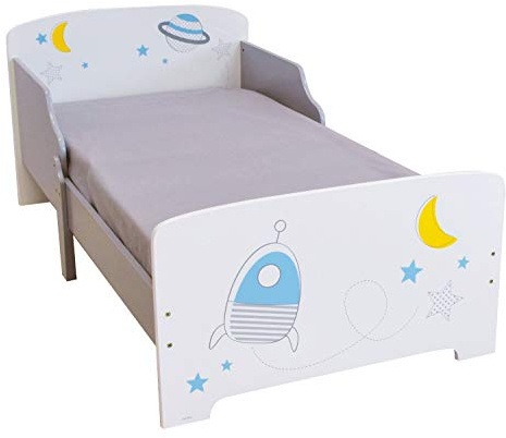 Lit en bois Espace et aventure spatiale 140 cm + Matelas