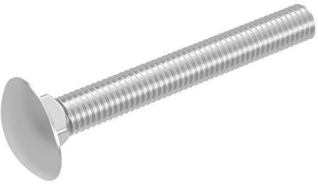 SECCARO Bullone a testa tonda M6 x 50 mm, acciaio inox V2A VA A2, DIN 603 / ISO 8677, testa traliccio con collo quadro, 20 pezzi