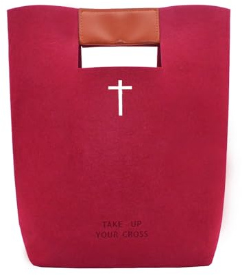 aolaso Bibbia Cover Borsa in pelle Bibbia Tote Croce intagliata Chiesa Borsa per giorno cristiano Capodanno regalo