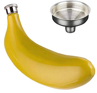 ZOZOSEP Rum Vodka Scotch Whiskey Liquor Hip Flask Stainless Steel Canteen Hip Flask Banana Leak Proof Pocket Discreet with Funnel