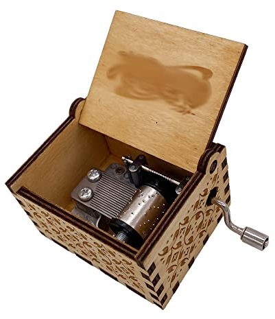 Youtang Mini-Spieluhr, Handkurbel, Naruto-Spieluhr, geschnitzt, Holz, Musik-Geschenke (Blauer Vogel)