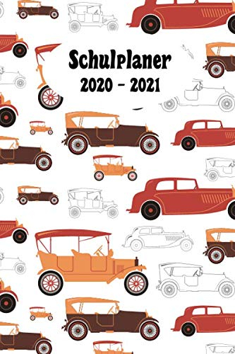 Schulplaner 2020 – 2021: Retro Autos das hausaufgabenheft 2020 - 2021 für das neue schuljahr ; mit kalender, stundenplan für jedes semester, ... meine ziele ; merkheft ; geschenkidee