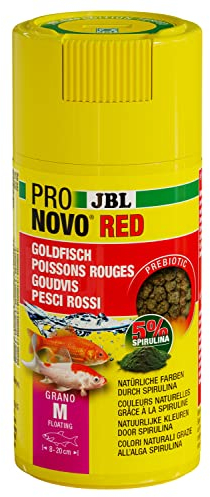 JBL PRONOVO RED GRANO, Aliment de Base pour Poissons Rouges de 8-20 cm, Granulés pour Poissons, Doseur à Clic, taille M, 100 ml
