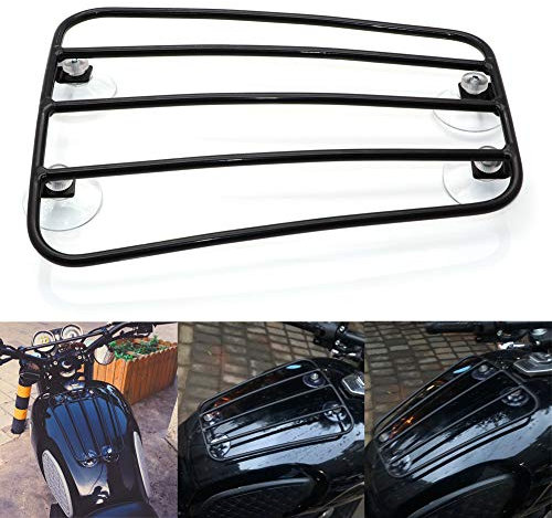 Universal Metal Motorcycle Fuel Tank Suction Cup Luggage Rack Bracket Holder Motorcycle Accessories (Black)