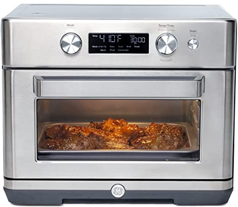 GE Digital Air Fryer Toaster Oven + Accessory Set | Convection Toaster with 8 Cook Modes | Large Capacity Oven - Fits 12 Pizza | Countertop Kitchen Essentials | Stainless Steel
