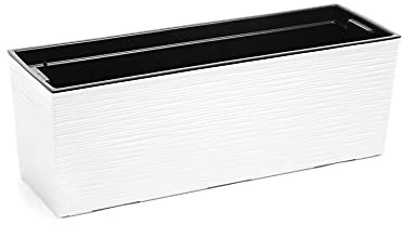 Gordanluk, Modern Textured Flowerpot with internal riser, Plant pot, Indoor, Outdoor, Garden, Basket, Strong, Plastic, Home decorations, Planters, Balcony, Patio (White)