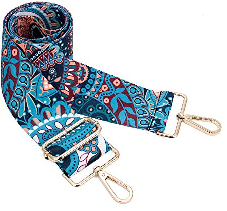 ZOUIQSS Damen Goldfarbene Bunter Schultergurt längenverstellbarer breiter Tragegurt Schultergurt für Handtaschen 3.8cm breit 73-125cm-Schultergurt für Handtaschen((5CM) Indian Pattern)