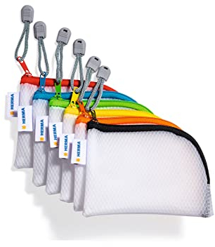 HERMA Dokumententasche A7 mit Reißverschluss Set, 10 Stück, wasserdichte mini Reißverschlusstasche, verschließbare Dokumentenmappe aus Kunstoff mit Zipper, halb-transparent, 14 x 10 cm