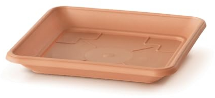 Soucoupe carrée pour pot de fleurs, 22 x 22 cm, PKWT22, pour intérieur et extérieur, couleur terre cuite, en plastique