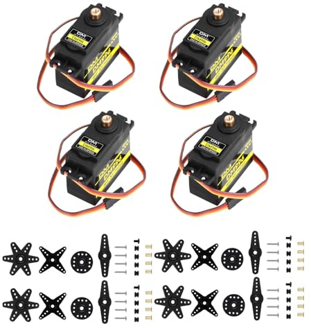 diymore Lot de 4 servomoteurs numériques 15KG en métal à Couple élevé pour Voiture, Bateau, Robot [Convient Uniquement aux Personnes de Plus de 16 Ans]