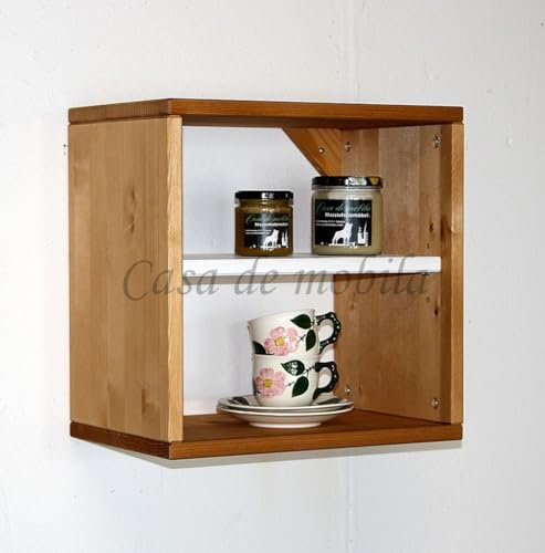 CASA Massivholz Wandregal Systemregal 39x39x26cm Fichte geölt weiß